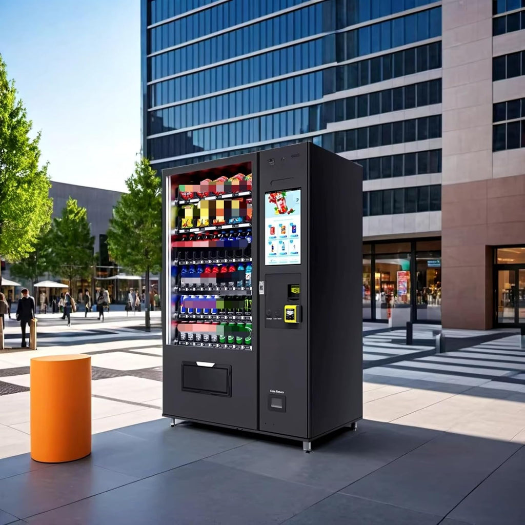 Snack Vending Machine with Remote Monitoring, Card Reader, 60 Selection Outdoor Combo Snack and Drink Smart Dispenser,Vending Machine for Snacks, Cold Drinks and Coffee