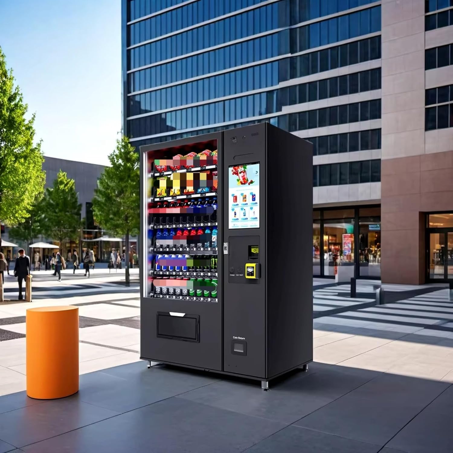 Snack Vending Machine with Remote Monitoring, Card Reader, 60 Selection Outdoor Combo Snack and Drink Smart Dispenser,Vending Machine for Snacks, Cold Drinks and Coffee