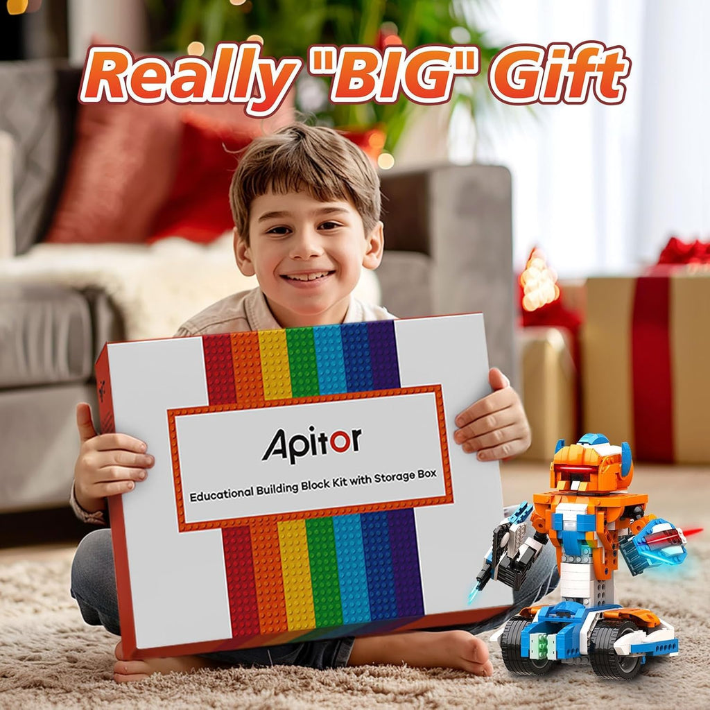 Apitor Robot X Robot Building Kit, 12-in-1 Programmable APP Remote Control RC Car, STEM Robotics Coding Set, Educational Birthday Gifts for Boys Girls Kids Ages 8-12 (600 Pieces)