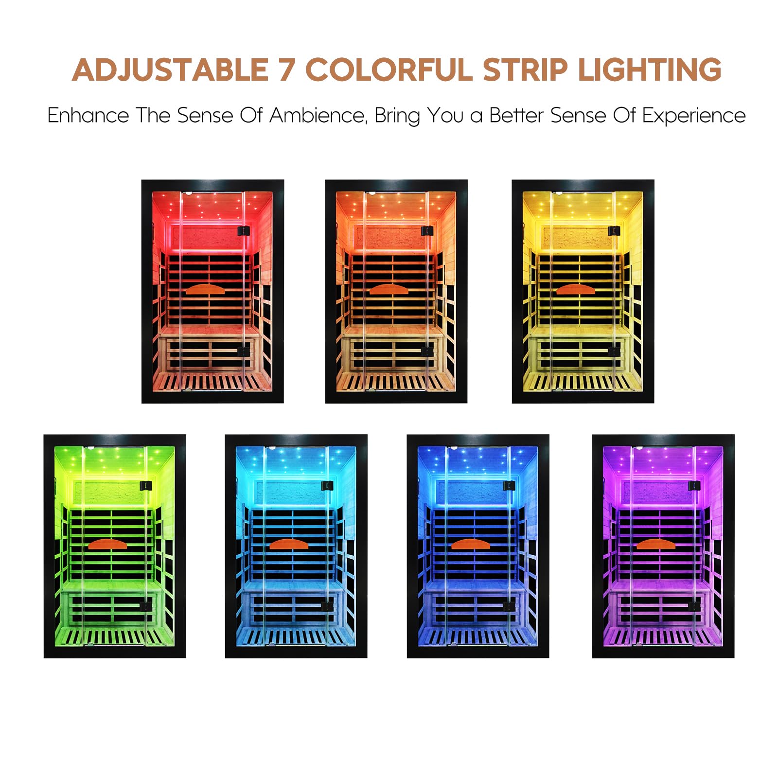 2 Person Infrared Sauna Far Infrared Sauna Room for Home Indoor 2000W Low-EMF Wood Dry Sauna with Full Starry Sky Lights Ceiling in 7 Color Speaker Fast Heating Easy Assembly- 47.3*41.3*74.8 IN