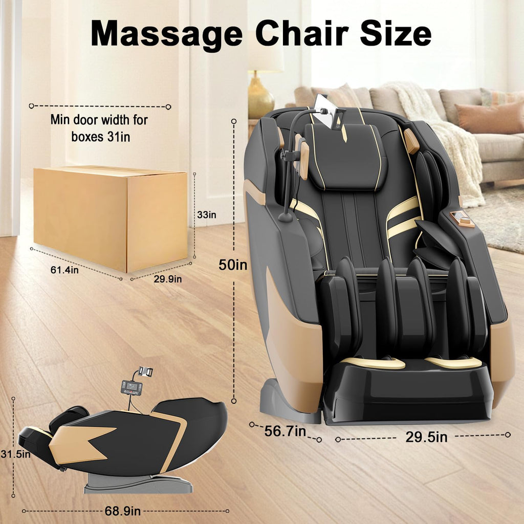 Massage Chair Full Body, Zero Gravity Extended Dual SL-Track Massage Recliner with 4D Mechanical Arms, Full Body Airbag Massage, Foot Roller Massage, Multiple Modes, Heating, AI Voice Control