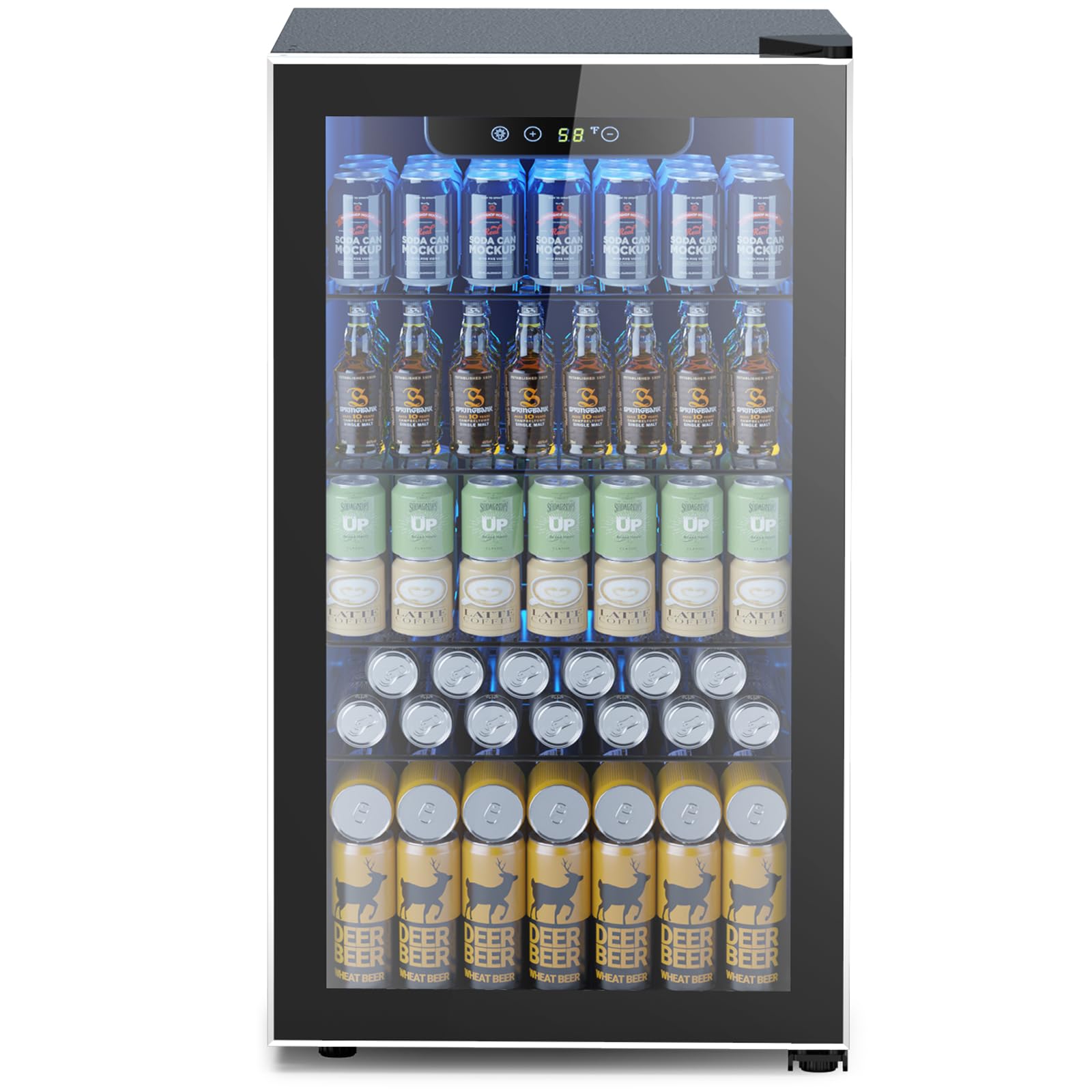 Electactic 50 Cans Beverage Refrigerator Cooler, 1.3 Cu.ft Mini Fridge Countertop Drink Cooler with Glass Door for Beer, Soda,Wine, Adjustable Digital Temperature Control for Home Dorm Bar, Black