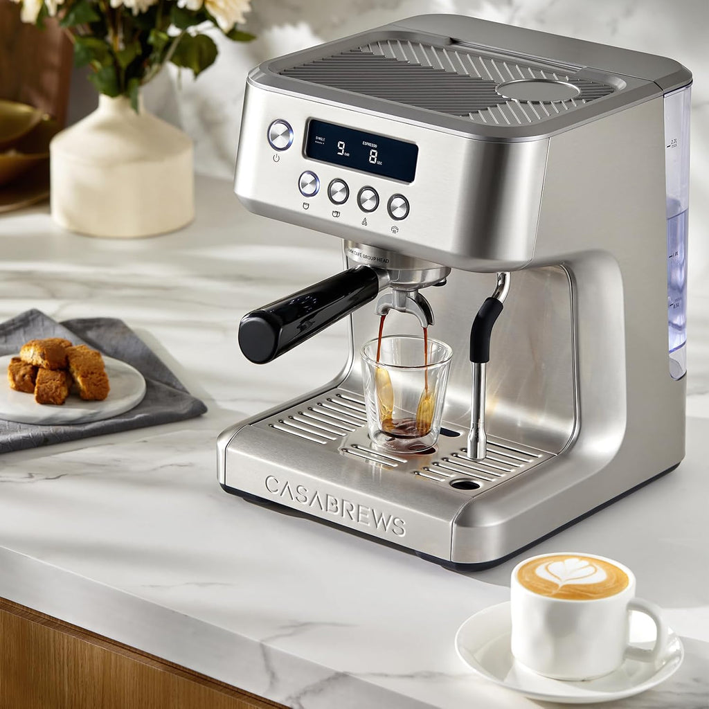 CASABREWS Ultra Pro Espresso Machine with Fast Heating, 20 Bar Espresso Maker with 3 holes steam wand, Customizable Brewing Temperature, Stainless Steel Cappuccino & Latte Coffee Machine for Home