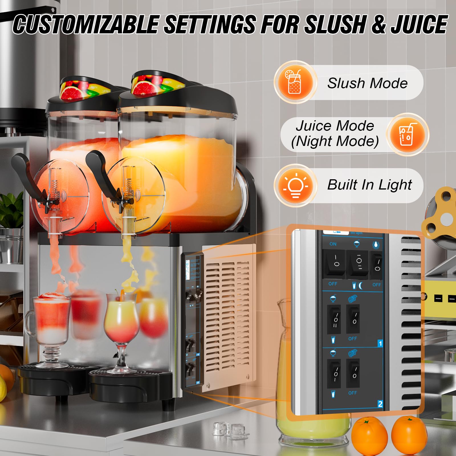 Ultimate Commercial Slushy Machine – 12X3 Tank Stainless Steel Slush Machine,Commercial Frozen Drink Maker for Juices, Margaritas, and Cocktails – Ideal for Bars and Restaurants