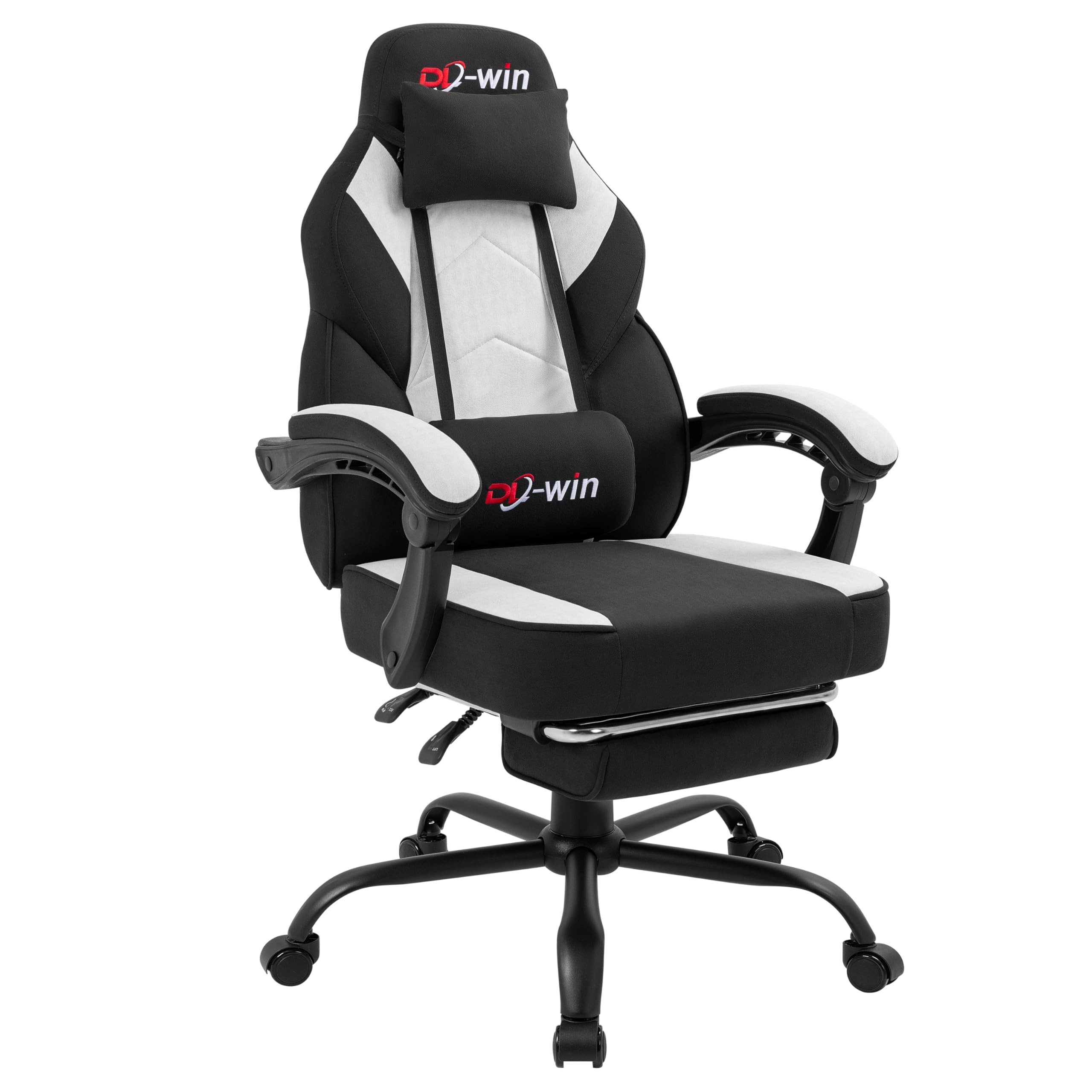 Shintenchi Big and Tall Gaming Chair Fabric Pocket Spring Cushion,High Back Recliner with Footrest and Headrest for Adults, Massage Lumbar Support for Home Office, Ergonomic Computer Desk Chair, Blue