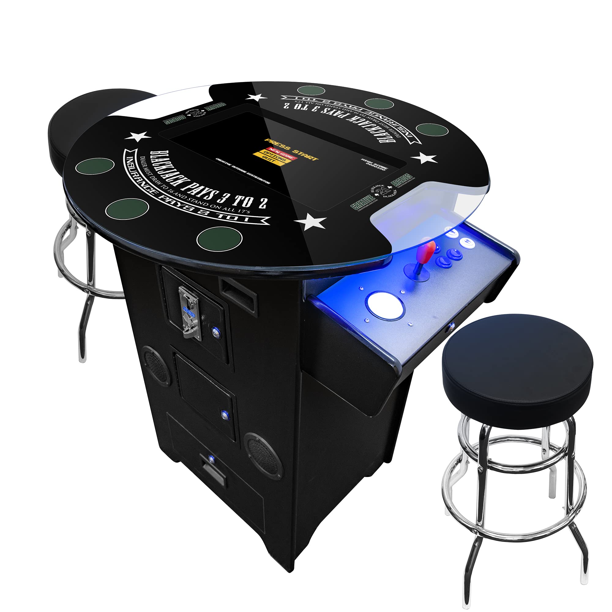 Creative Arcades Full-Size Commercial Grade Machine -Pub Style Arcade Table for 2 Player Cabinet for Home, 412 Games, Multiplayer Control Panel and Screen Size 22 inch.