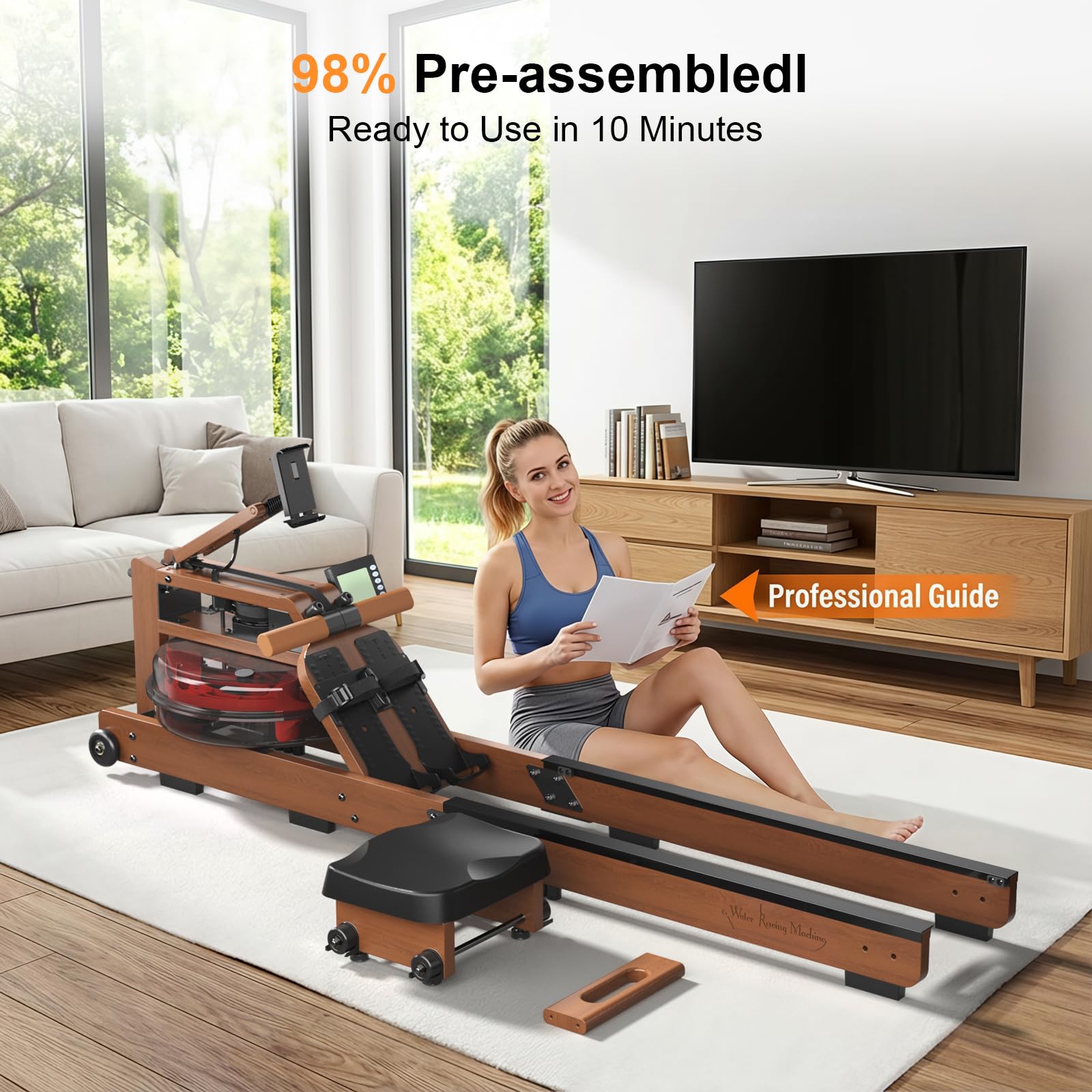 2026update Magnetic Rowing Machines for Home,Rower Machine with 16 Levels,Powerful Silent Magnetic Resistance,350lbs Weight Capacity,LCD Monitor,Silent Rail System,Row Machine for Home Gym Exercise