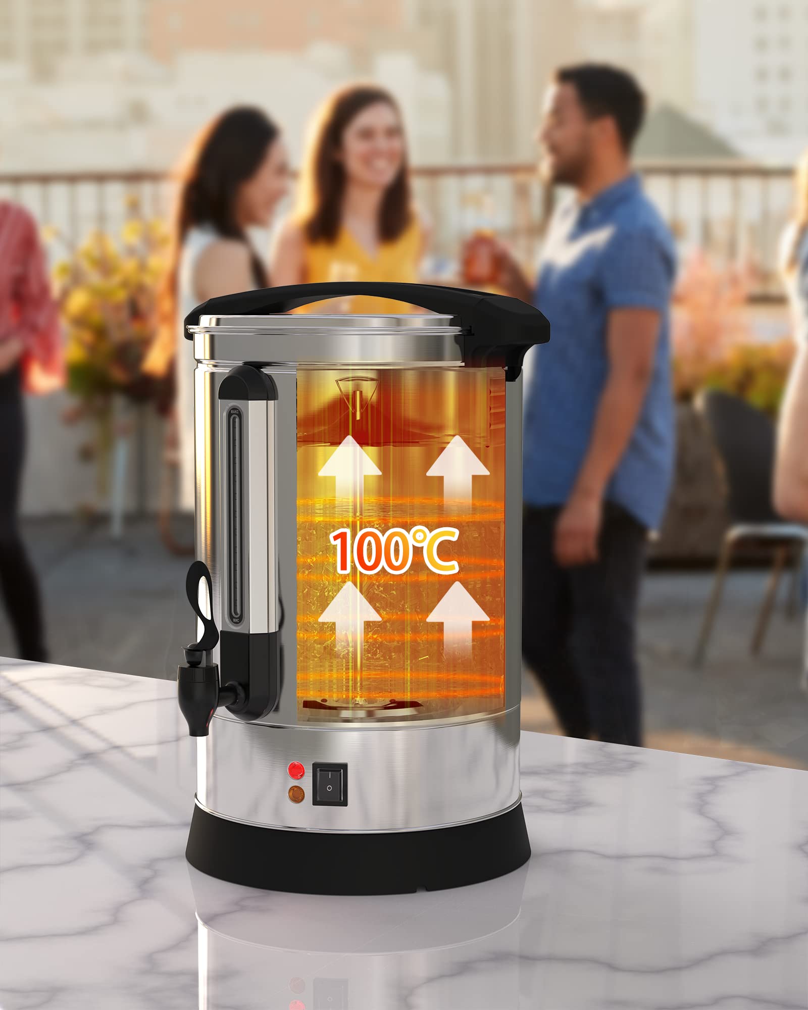 100 Cup Commercial Coffee Maker, [Quick Brewing] [Food Grade Stainless Steel] Large Coffee Urn Perfect For Church, Meeting rooms, Lounges, and Other Large Gatherings-14 L