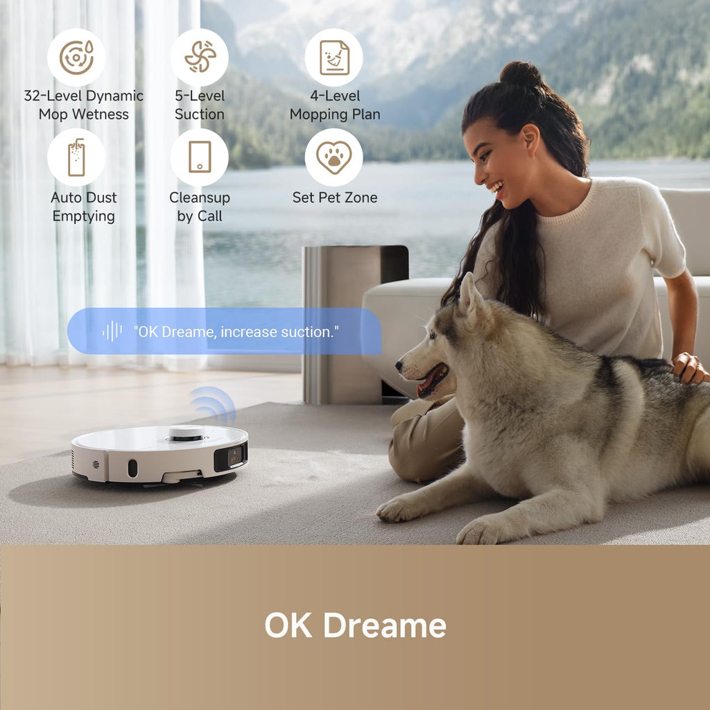 DREAME D30 Ultra CE Robot Vacuum and Mop with Auto Dust Emptying, 25,000Pa Suction, 0.41in Mop Lifting, Multifunctional Base Station, Mop Self-Washing, Smart Obstacle Avoidance, Black