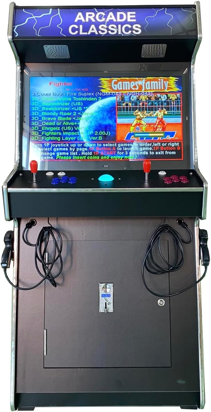Top Us Video Arcades Full Size Commercial Grade Upright Standup Arcade Machine 2 Player 4500 Games 32 inch Screen Black with 2 Shooting Guns