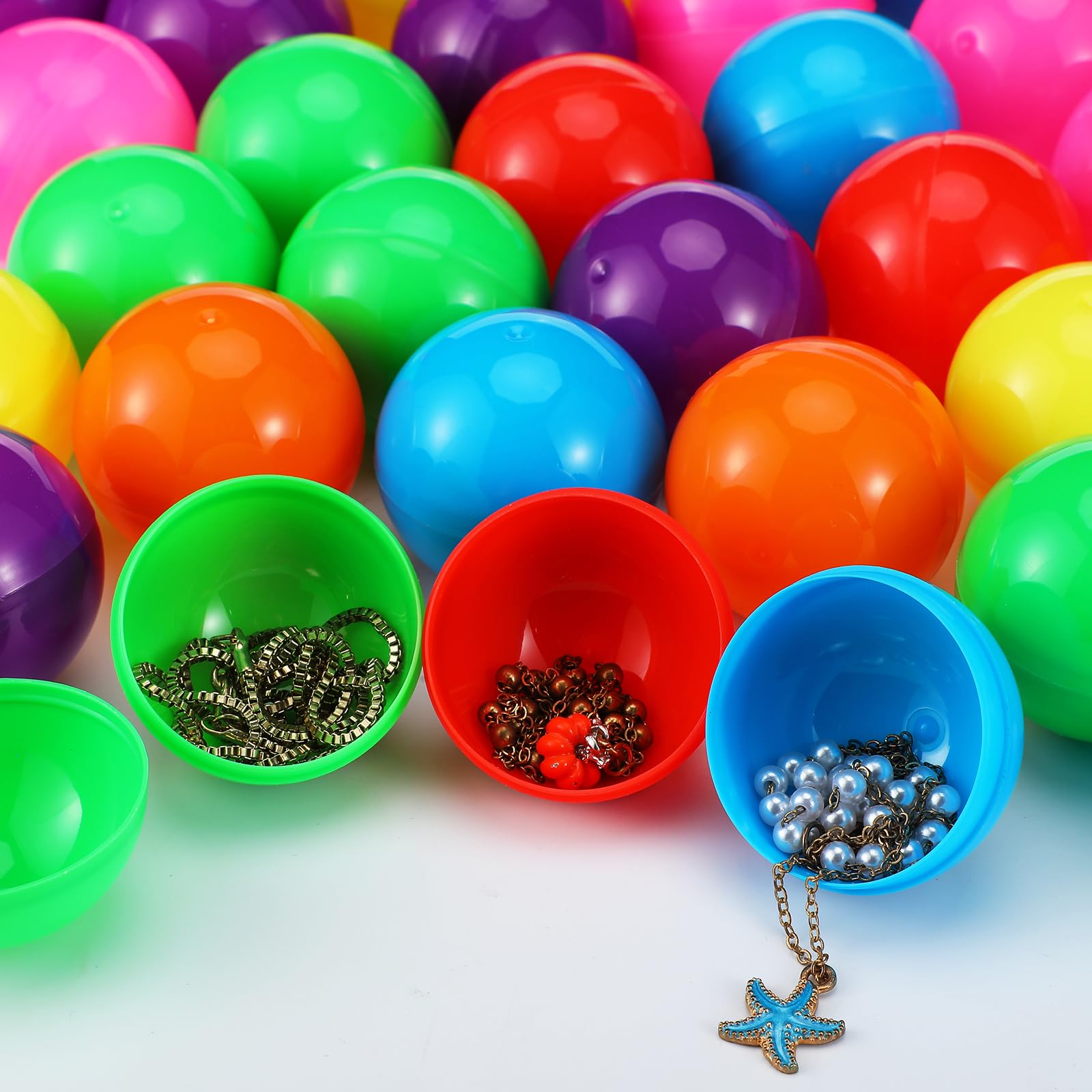 Sosation 150 Pcs 1.77 Inch Gumball Vending Machine Capsules Empty Round Plastic Containers for Prizes Party Favors (Stylish Color)