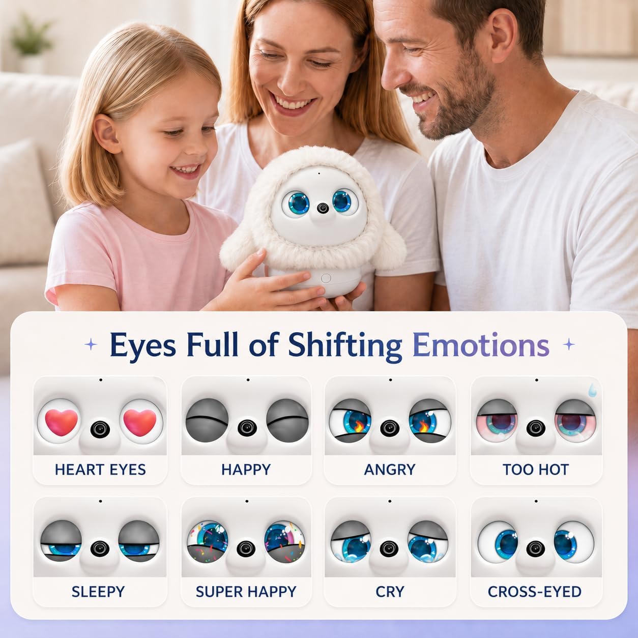 KAMOMO Companion Interactive Robot Pet, Emotional Support for Kids and Adults, AI Desk Robots, Anxiety Relief Comfort Gift