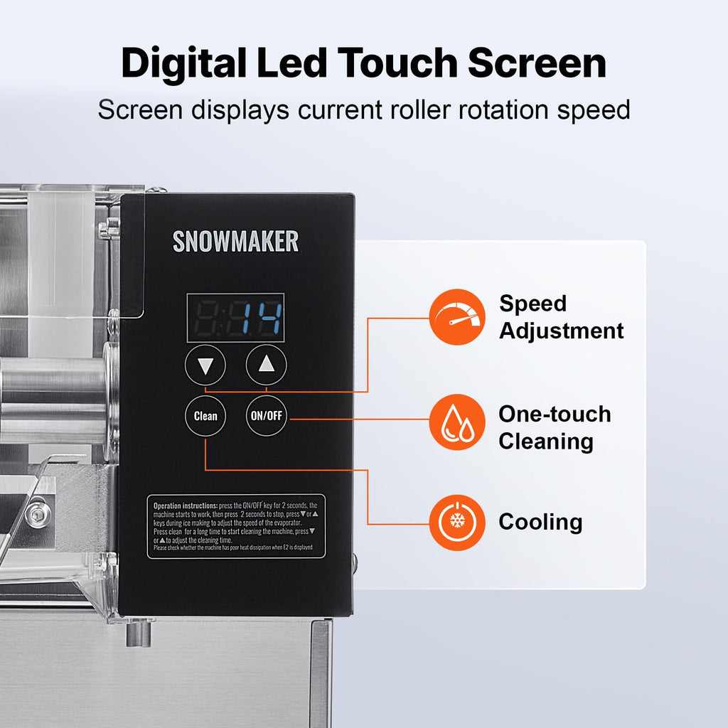 VEVOR Commercial Snowflake Ice Machine, 397LBS/24H Snowflake Ice Maker, Stainless Steel Ice Shaver Machine, Electric Snow Cone Maker, Liquid Cooling System for Rapid Heat Dissipation, Ice Cream