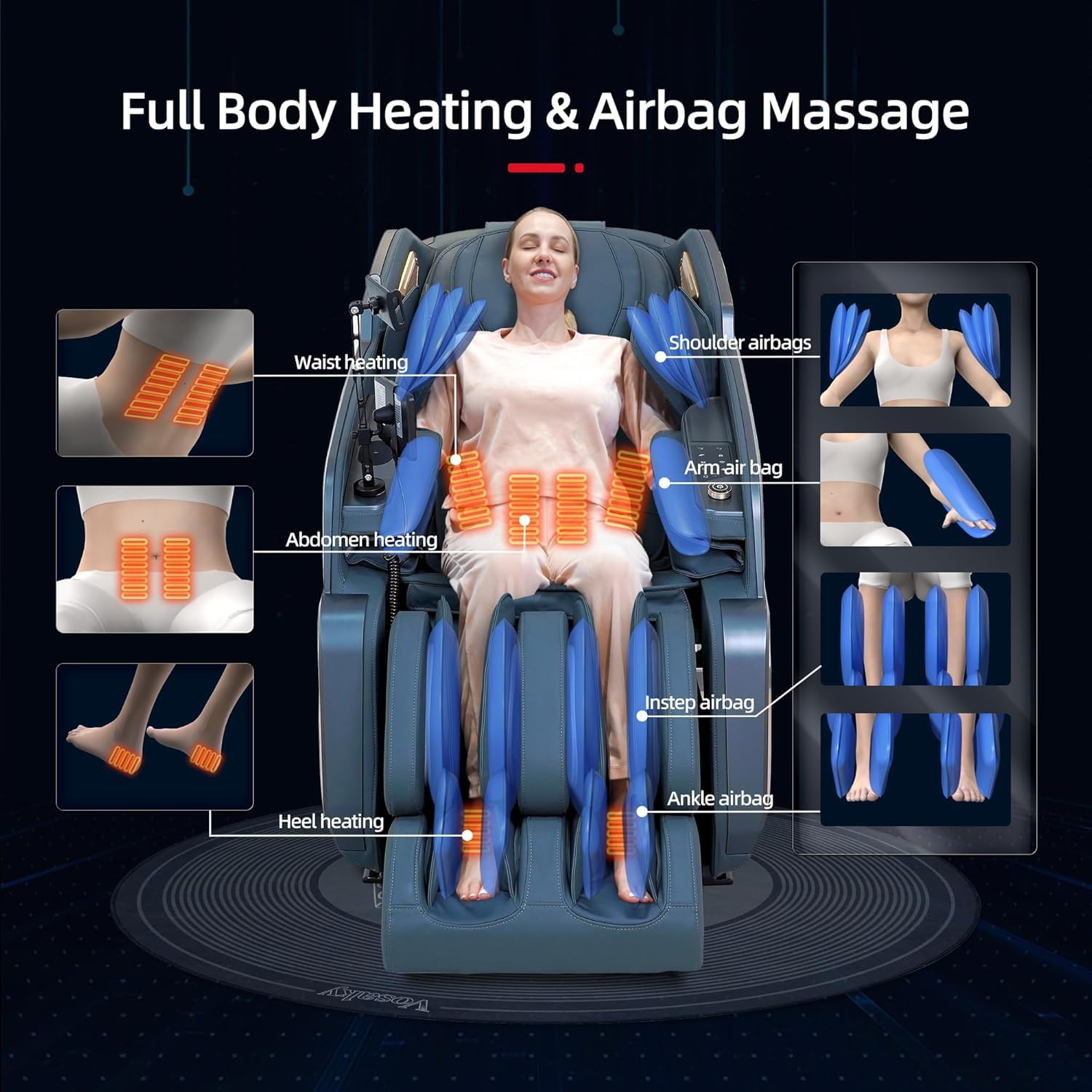 4D Massage Chairs Full Body Recliner with Heat Zero Gravity 57'' SL Track Shiatsu Massage Chair for Home Office with AI Voice, 7" Touch Screen, Wireless Charging,Neck & Shoulder Relief