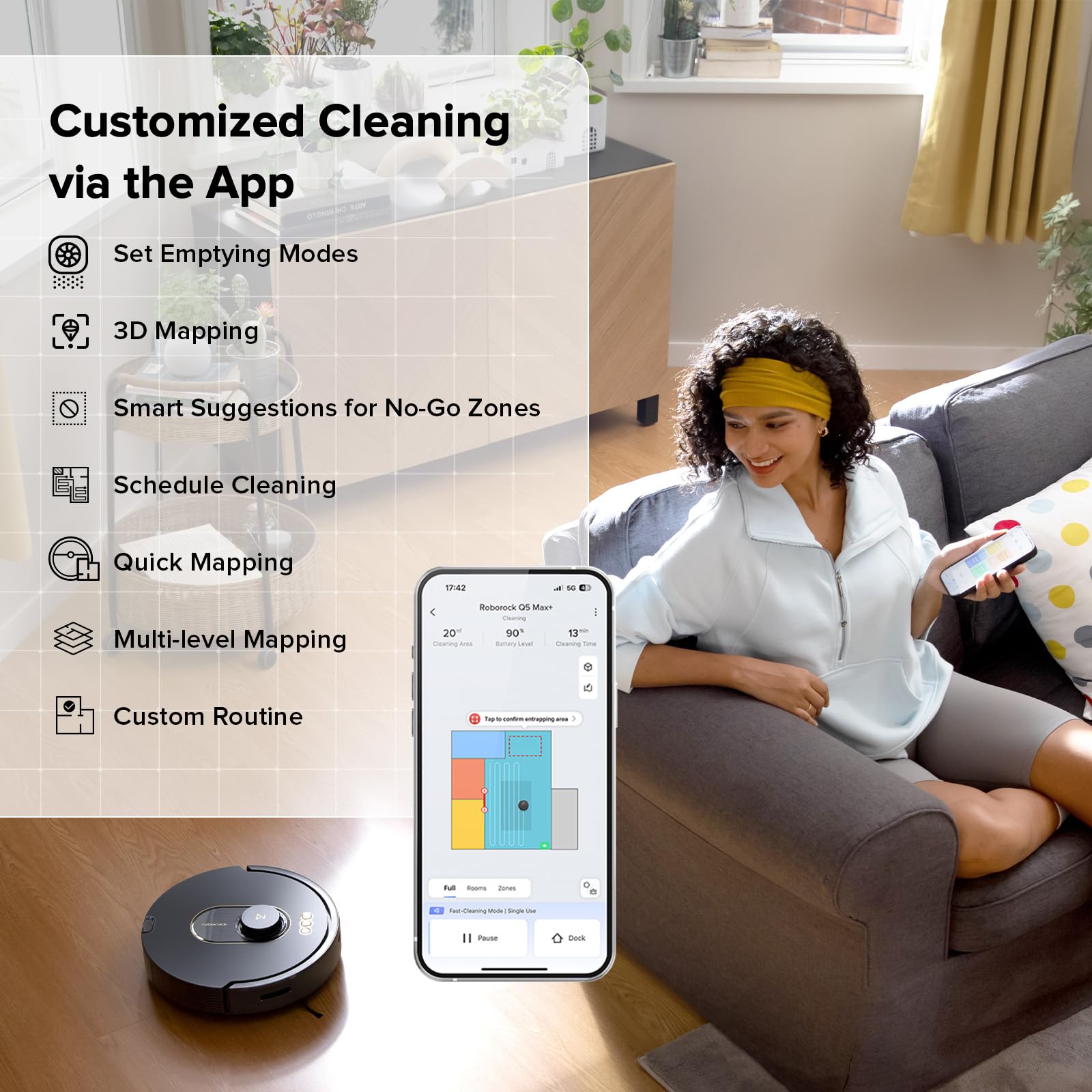 roborock Saros 20 Robot Vacuum and Mop, 36,000 Pa, 3.46 in Double-Layer Threshold, 3.14’’ Ultra Slim, Zero-Tangle, 212°F Hot Water Wash, AI Powered Smart Cleaning for Carpet, 300+ Obstacle Avoidance