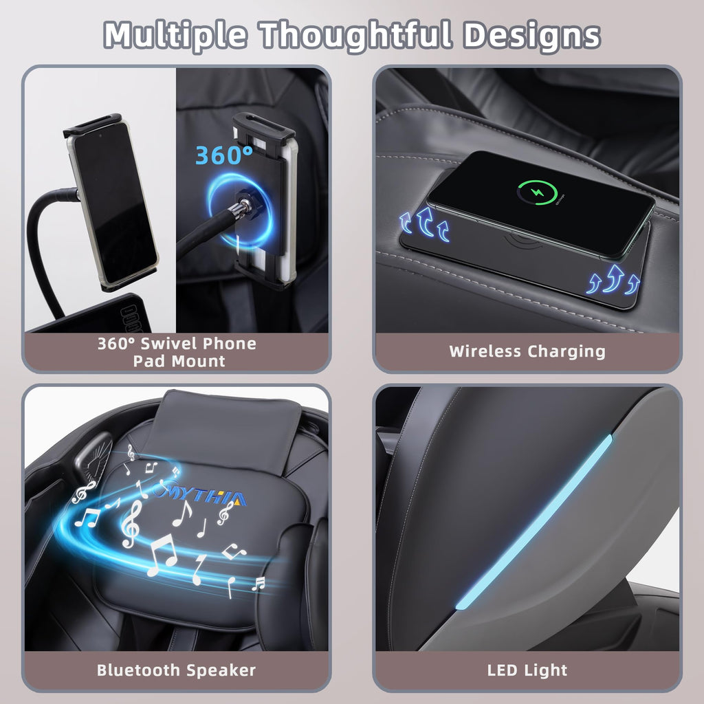 MYTHIA 2026 4D Massage Chair for Home Relaxation– Full Body Zero Gravity Recliner with 55" SL Track, Body Scan, 12 Auto Modes, Heat, Bluetooth App Control & Wireless Charging (A303C Black)