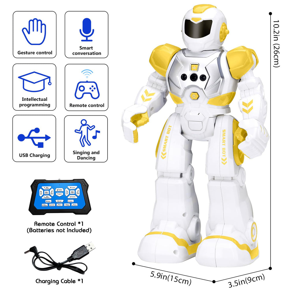 KingsDragon Robots Toy for Kids, RC Gesture Sensing Toy, Interactive Walking Singing Dancing Robot Birthday Presents for Boys Girls Age 6 7 8 9 Years Old