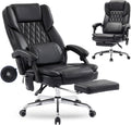 500LBS Massage Office Chair with Foot Rest, 3D Kneading Massage Home Office Desk Chairs, 22.83” Wide Big and Tall Office Chair for Heavy People, Ergonomic Reclining Gaming Chairs, Black