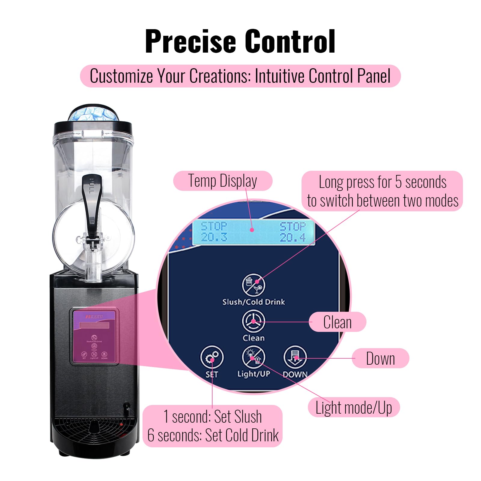 12 Gal Slushie Machine Commercial, 2 Modes 1200W 45L, Margarita Machine Slushie Maker, Stainless Steel for Home Restaurant Bar 115V 60Hz