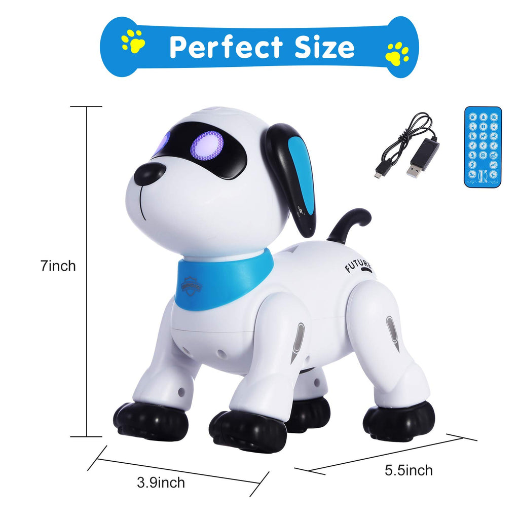yiman Remote Control Robot Dog Toy – Programmable Smart Robot Dog for Kids 3+, Interactive Dancing & Sound, RC Stunt Toys with LED Eyes, Electronic Pet Toy for Boys & Girls Gifts (Blue)