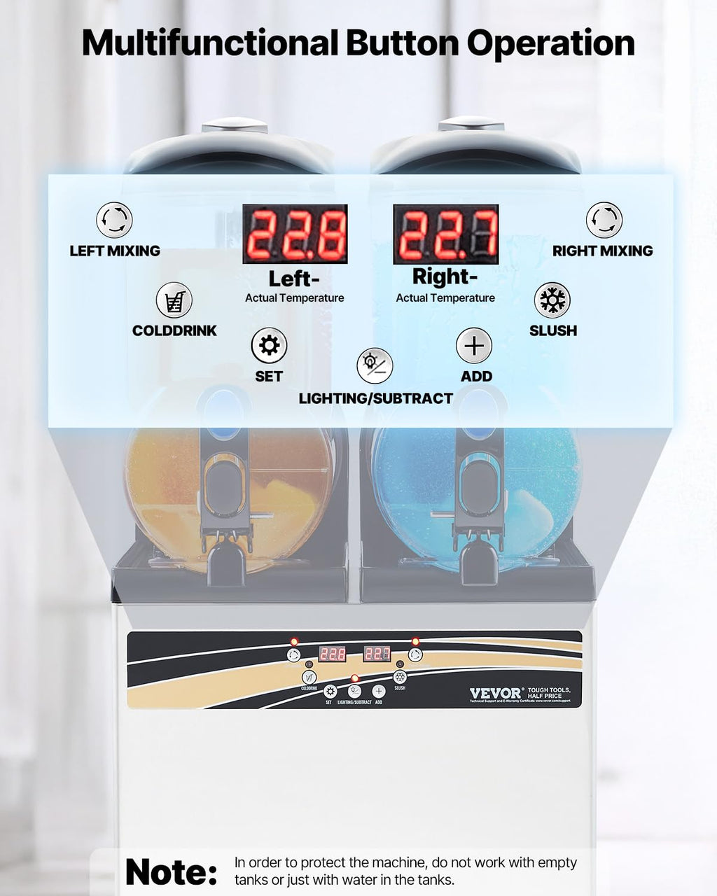 VEVOR Slushie Machine, 15L Single Tank Commercial Margarita Machine, 60 Cups Stainless Steel Margarita Smoothie Frozen Drink Machine, Slushy Machine for Home Party Restaurants Cafe Bars