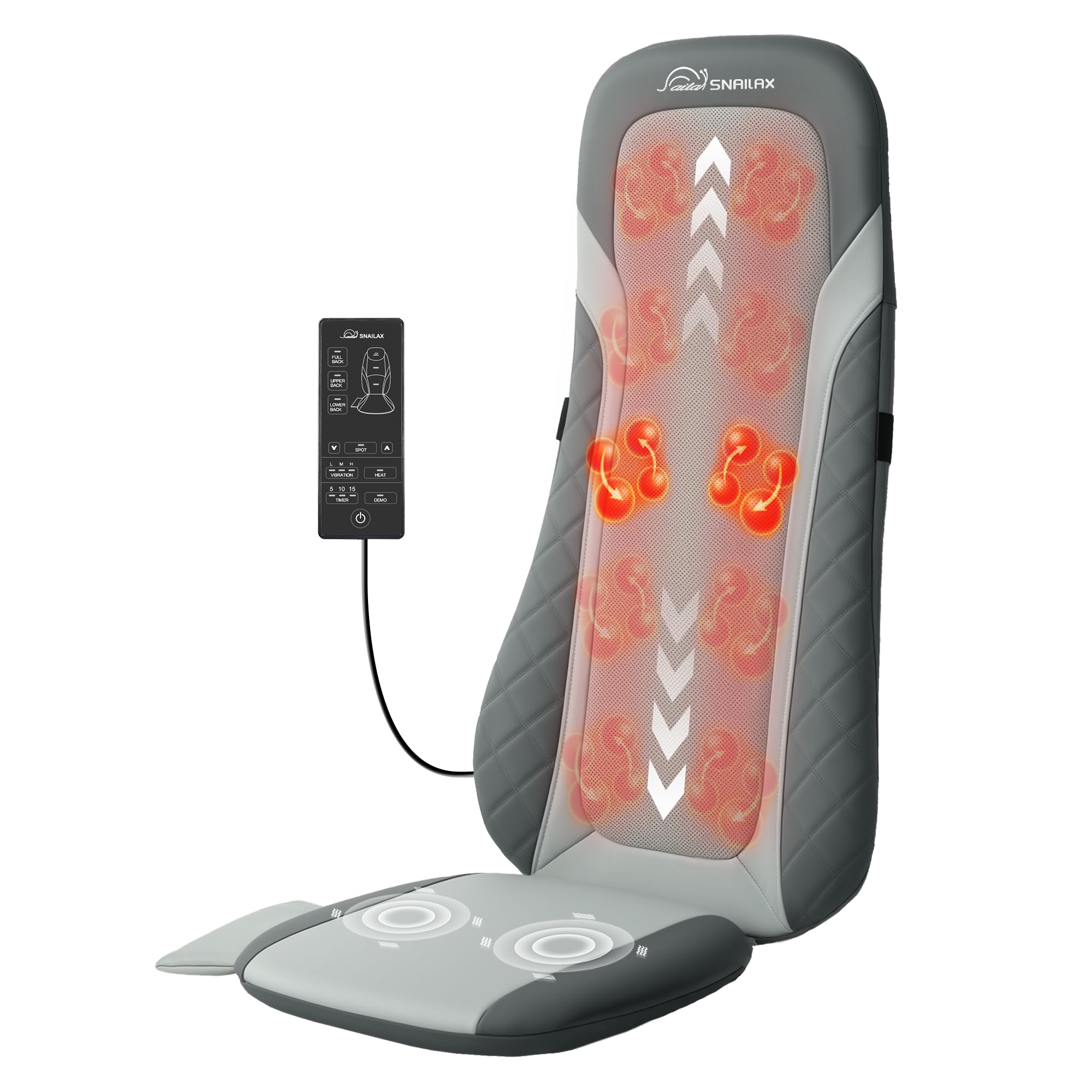 Snailax Back Massager for Full Back Pain Relief Deep Tissue, Long Track Dual 3D Shiatsu Rollers 3 Height Settings Foldable Massage Chair Pad with Heat, Vibration Heated Seat Cushion, Gifts for Mom Dad