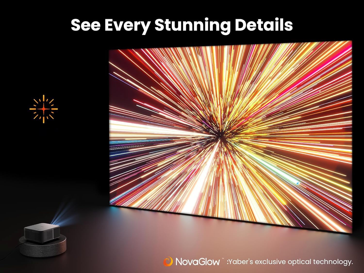 Yaber PROJECTOR K3 Smart Projector with GTV, 30W Speaker Sound by JBL, Dolby Audio, Home/Outdoor Movie Projector with WiFi6 and Bluetooth, Auto Screen Adaptation,Netflix 7000+app