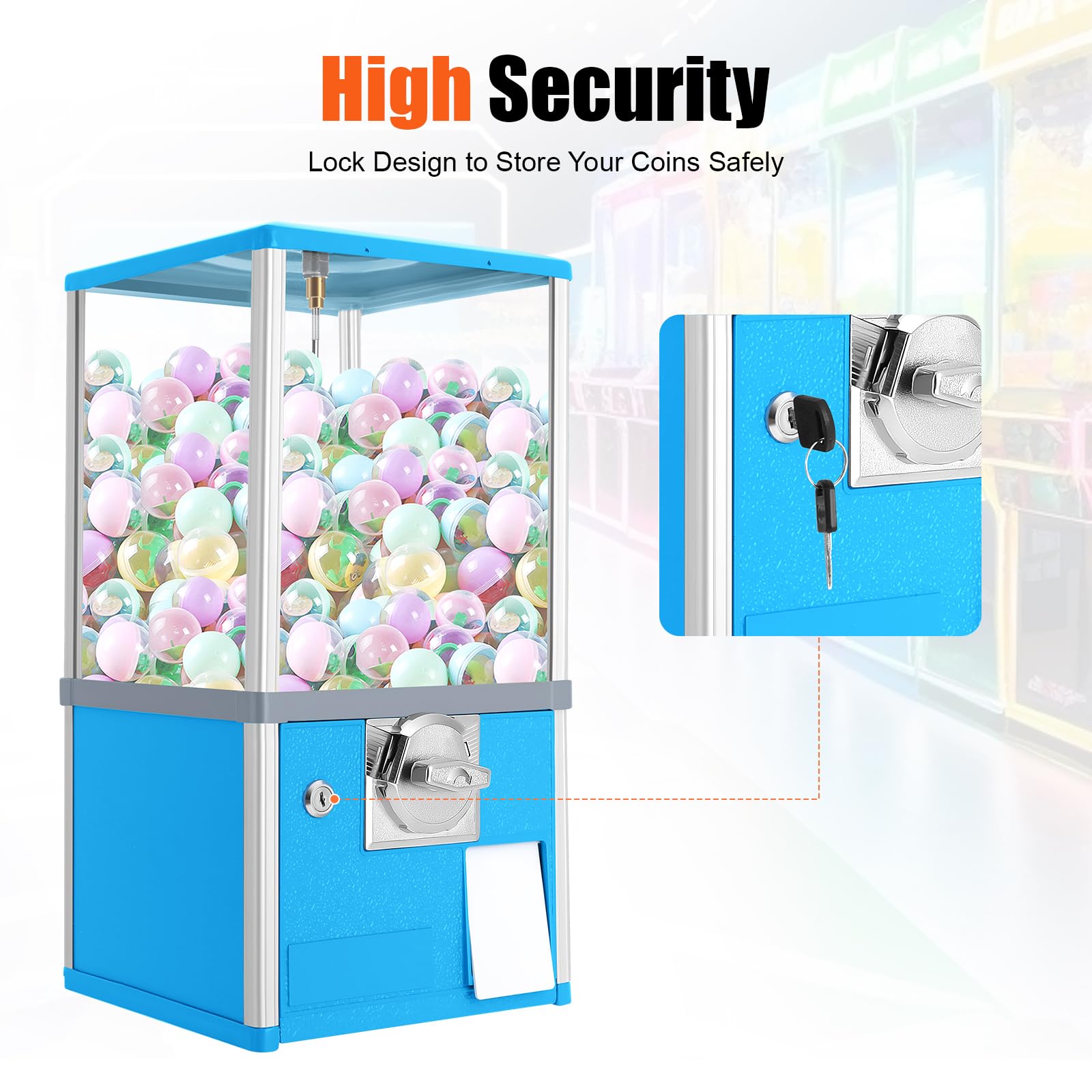 Vending Machines, 25 Cents Coin Operated Vending Machine Commercial Large Capacity Gumball Machine Capsule Toys Vending Dispenser Vending Machine for Amusement Parks, Retail Stores (White)