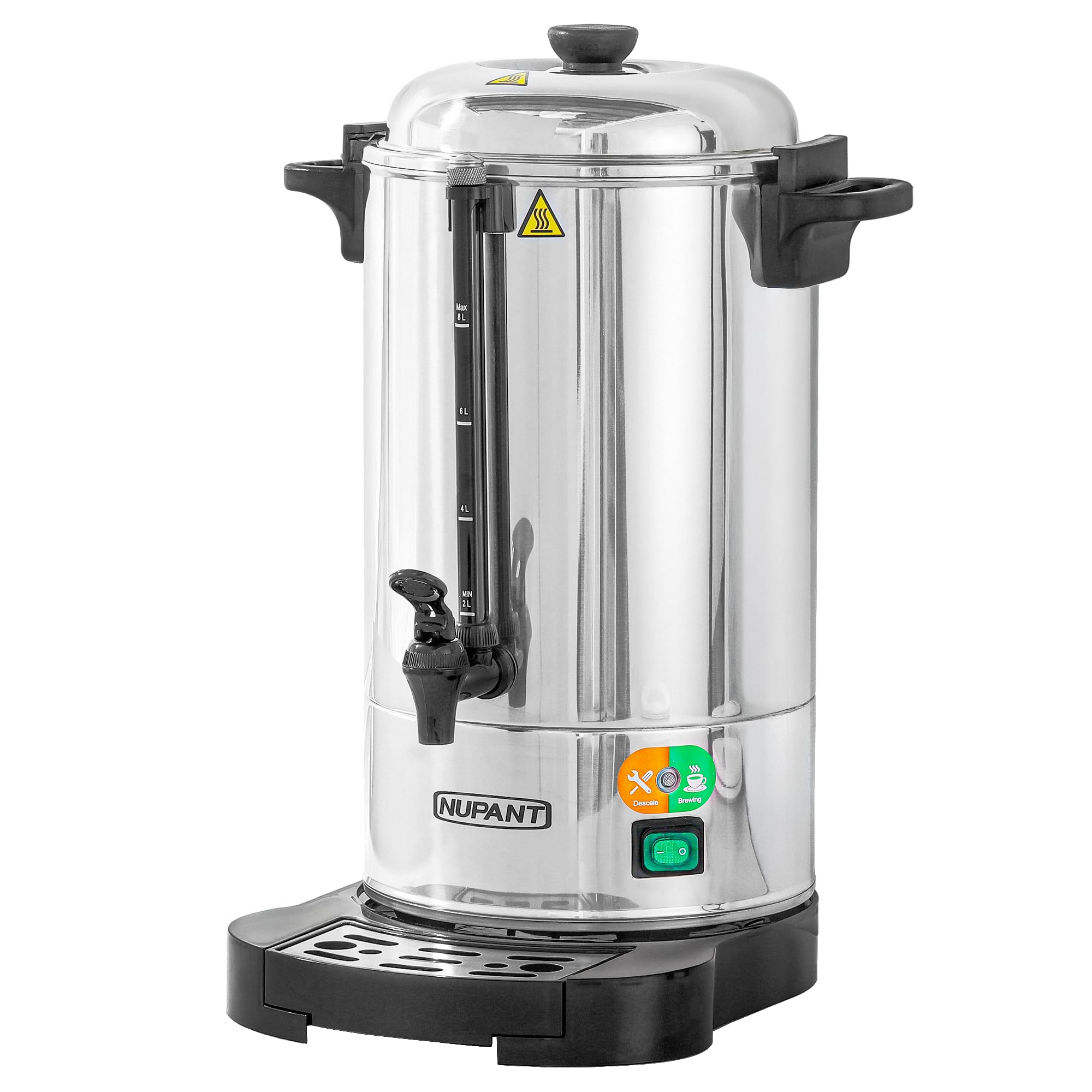 NUPANT Commercial Coffee Urn 100 Cup/15L Coffee Dispenser with Upgraded Percolator, Double Wall 304 Stainless Steel Hot Water Urn Beverage Dispenser, Keep Warm Large Coffee Maker for Catering Party