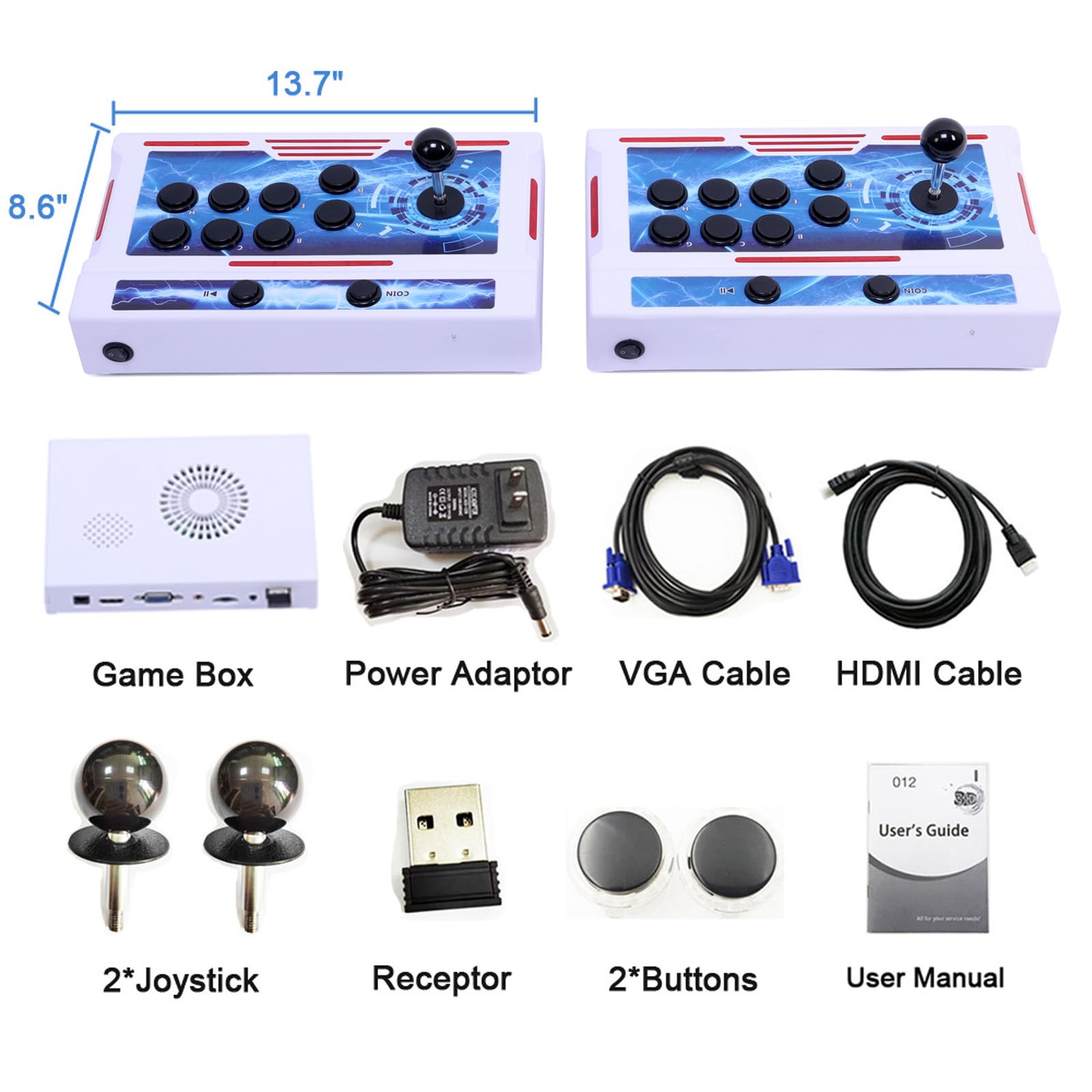 GWALSNTH 50500 in 1 Pandora Box Ultra Arcade Games Console, Plug and Play Video Games,1280X720 HD Display,49 Games Emulators,256GB TF Card,Up to 4 Players,Splited Type