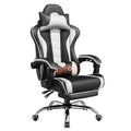 Yaheetech Gaming Chair with Electric Massage Lumbar Support, Footrest & Headrest — Ergonomic High Back Recliner for Home Office, Computer Desk Chair, Height Adjustable, 300 lbs, Black/White