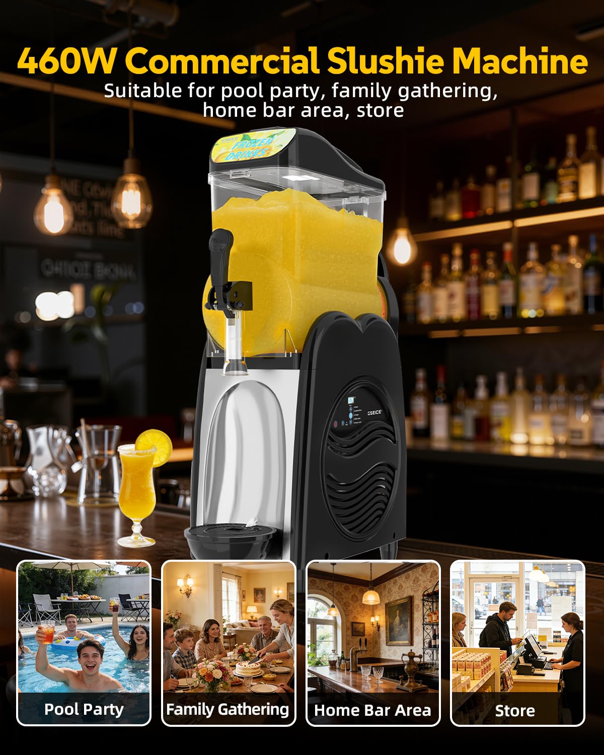 30L Commercial Slushie Machine, 2 Tank Margarita Machine, 80 Grande Cups Slushy Machine with Auto Clean, 8 Gal LED Frozen Drink Machine for Business, Mobile Bar, Party, Restaurant, 800W Fast Cooling