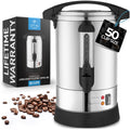 Zulay Kitchen 50 Cups Commercial Grade Coffee Maker Hot Water Urn - Percolator With Double-Wall Stainless Steel, Quick Brew, Stays Hot for Tea & Beverage at Events & Catering - Silver