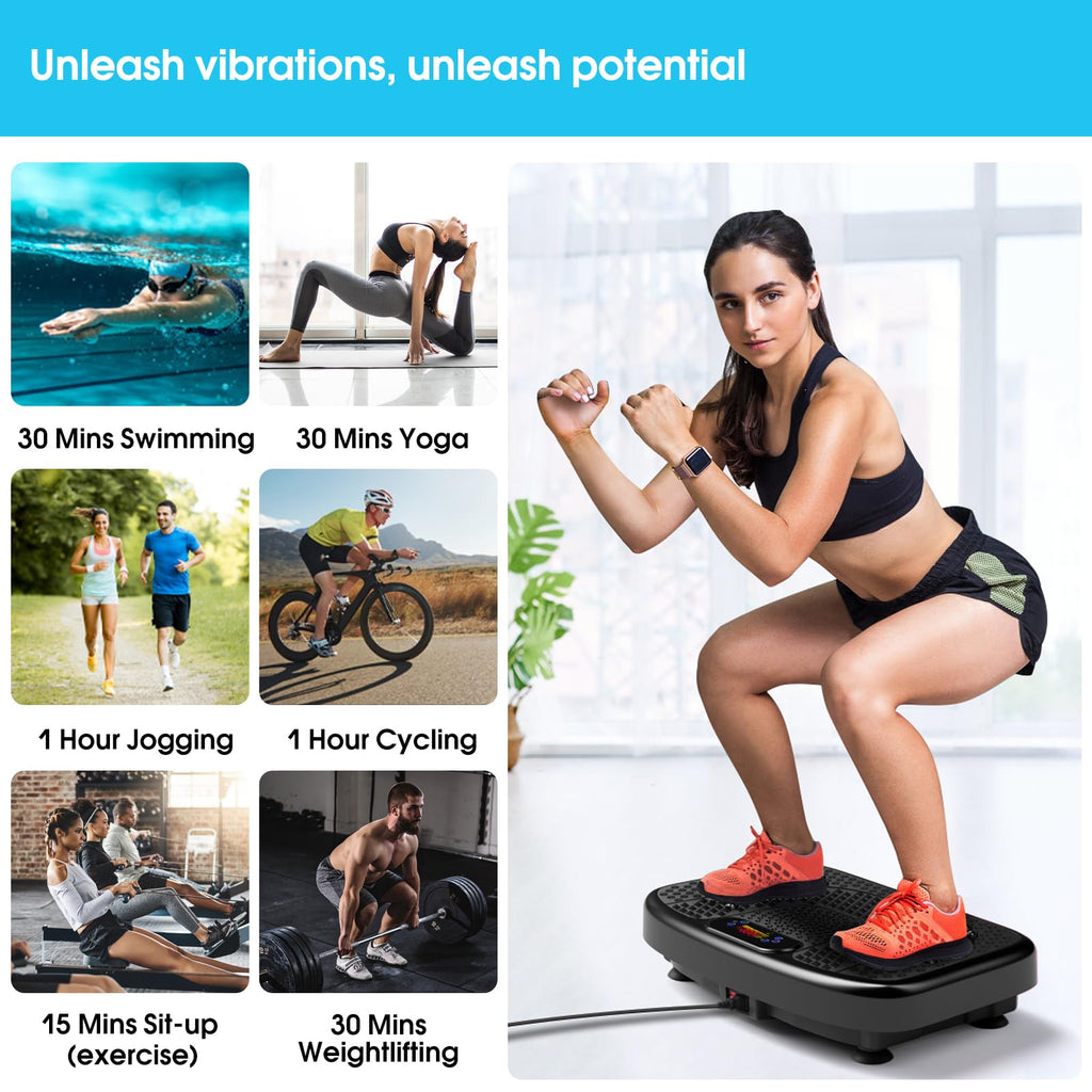SoftGym Waver Vibration Plate Exercise Machine for Lymphatic Drainage Weight Loss,120 Speed Levels Vibrating Platform with Resistance Bands,Full-Body Workout Equipment for Muscle Toning