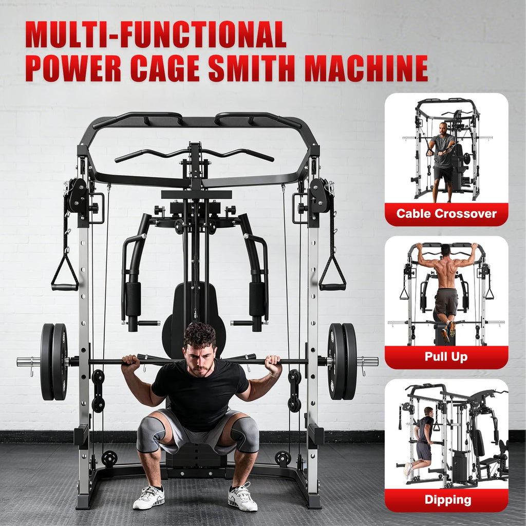 SPART All-in-One Home Gym Workout Station,Smithe Machine Home Gym Power Cage,Professional Functional Trainer for Couples & Family Strength Training,Leg Press, LAT Station for Full Body Training