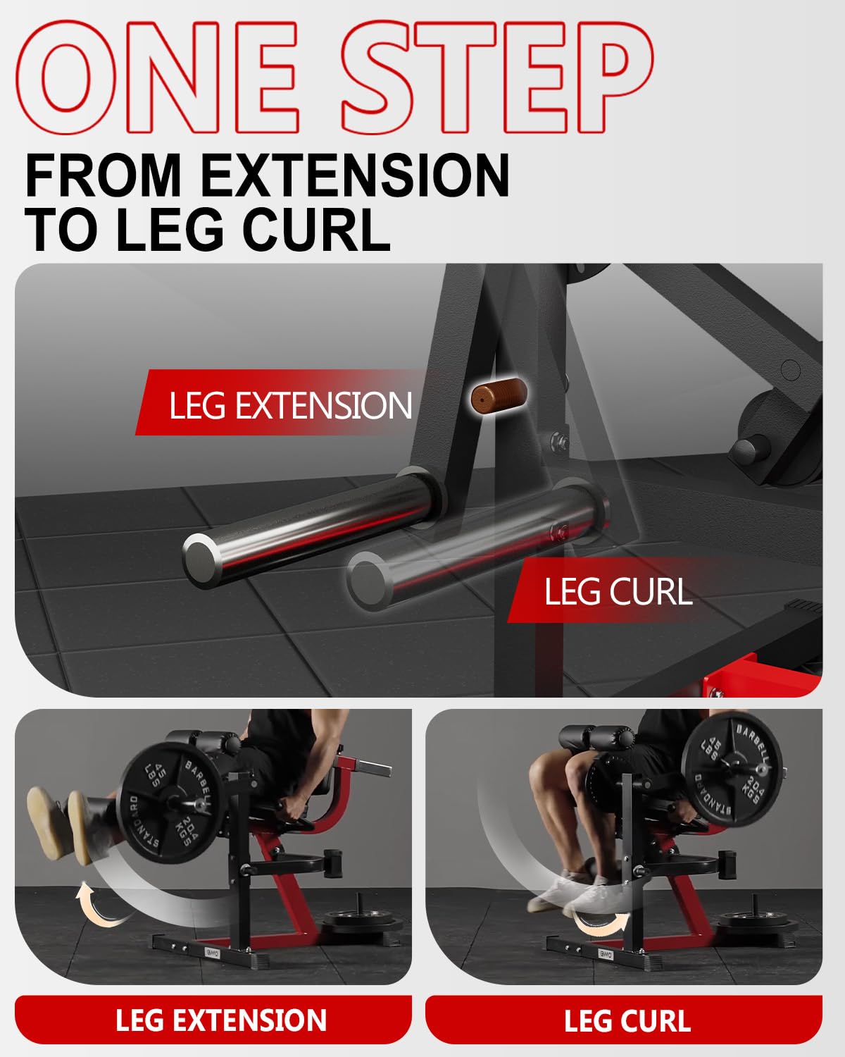 GMWD Leg Extension and Curl Machine, Lower Body Special Leg Machine, Adjustable Leg Exercise Bench with Plate Loaded, Leg Rotary Extension for Thigh, Home Gym Weight Machine