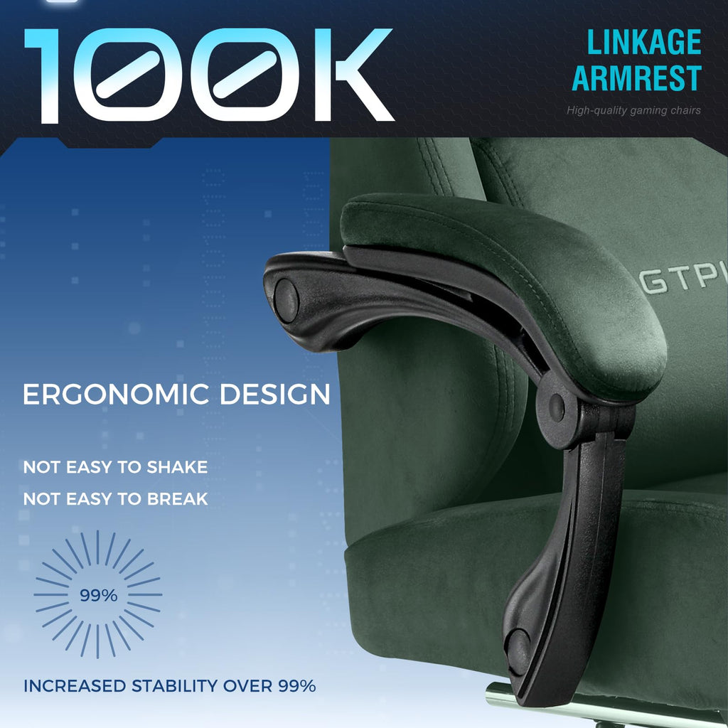 GTPLAYER Gaming Chair with Pocket Spring Cushion, Big and Tall Gamings Chairs 350LBS High Back Computer Chair with Footrest for Adults Lumbar Support Swivel Game Chair for Office,Leather Black-Massage