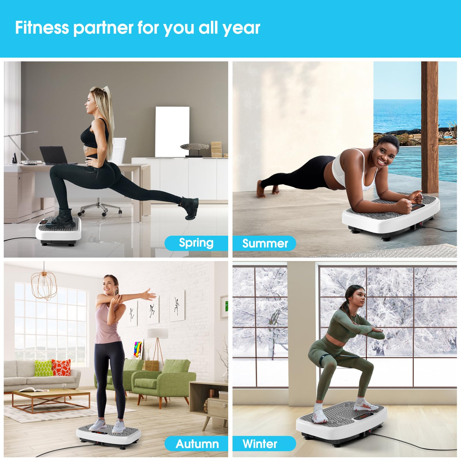 SoftGym Waver Vibration Plate Exercise Machine for Lymphatic Drainage Weight Loss,120 Speed Levels Vibrating Platform with Resistance Bands,Full-Body Workout Equipment for Muscle Toning