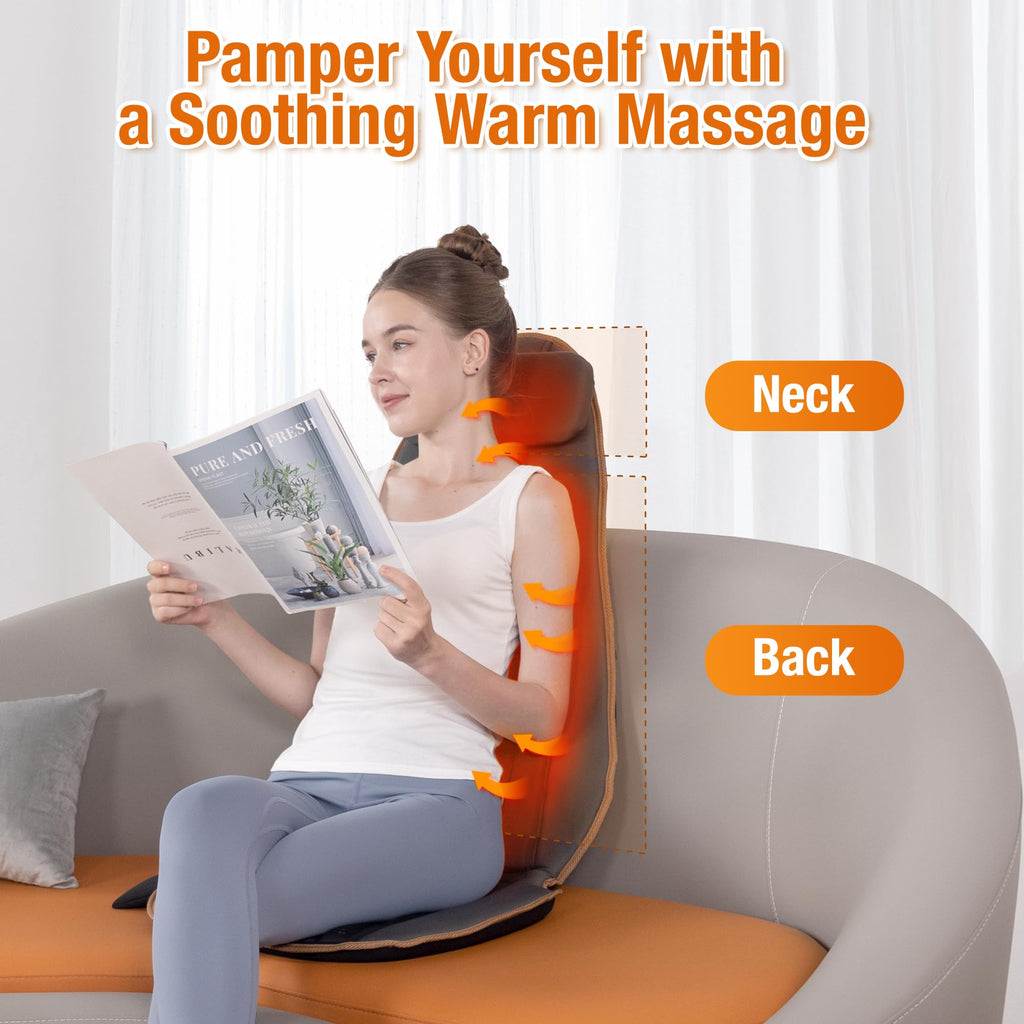 SLOTHMORE Back Massager for Chair, Massage Seat Cushion with Neck Support, Vibration Massage Pad for Full Body Massage for Office Chair, Home Use, Father Day Gifts