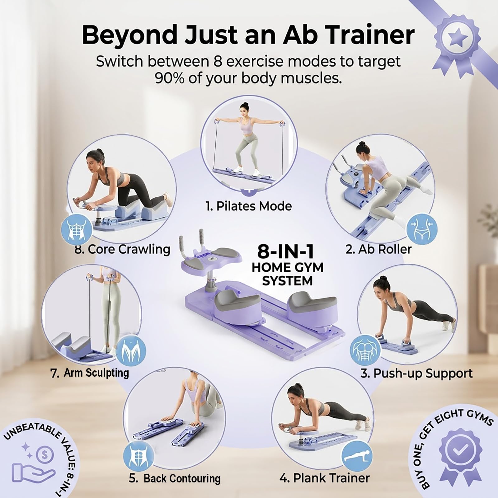 Spine Twist and Stretch Trainer 6-in-1 Crawling Training Machine for Core Training & Spine Decompression 3 Level Full Body Workout with LED Counter 500LBS Capacity Back Pain Relief Home Gym 5–10d