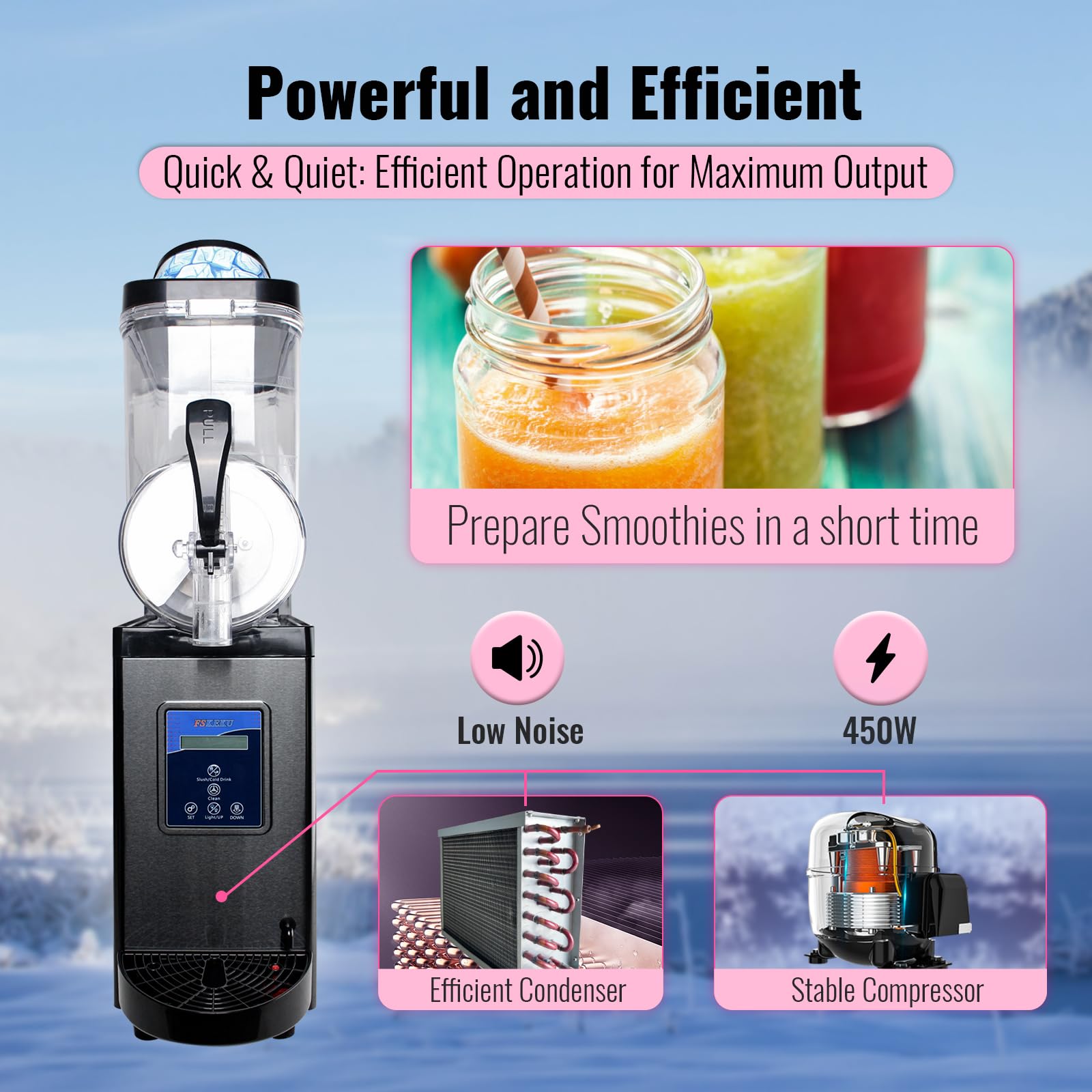 12 Gal Slushie Machine Commercial, 2 Modes 1200W 45L, Margarita Machine Slushie Maker, Stainless Steel for Home Restaurant Bar 115V 60Hz