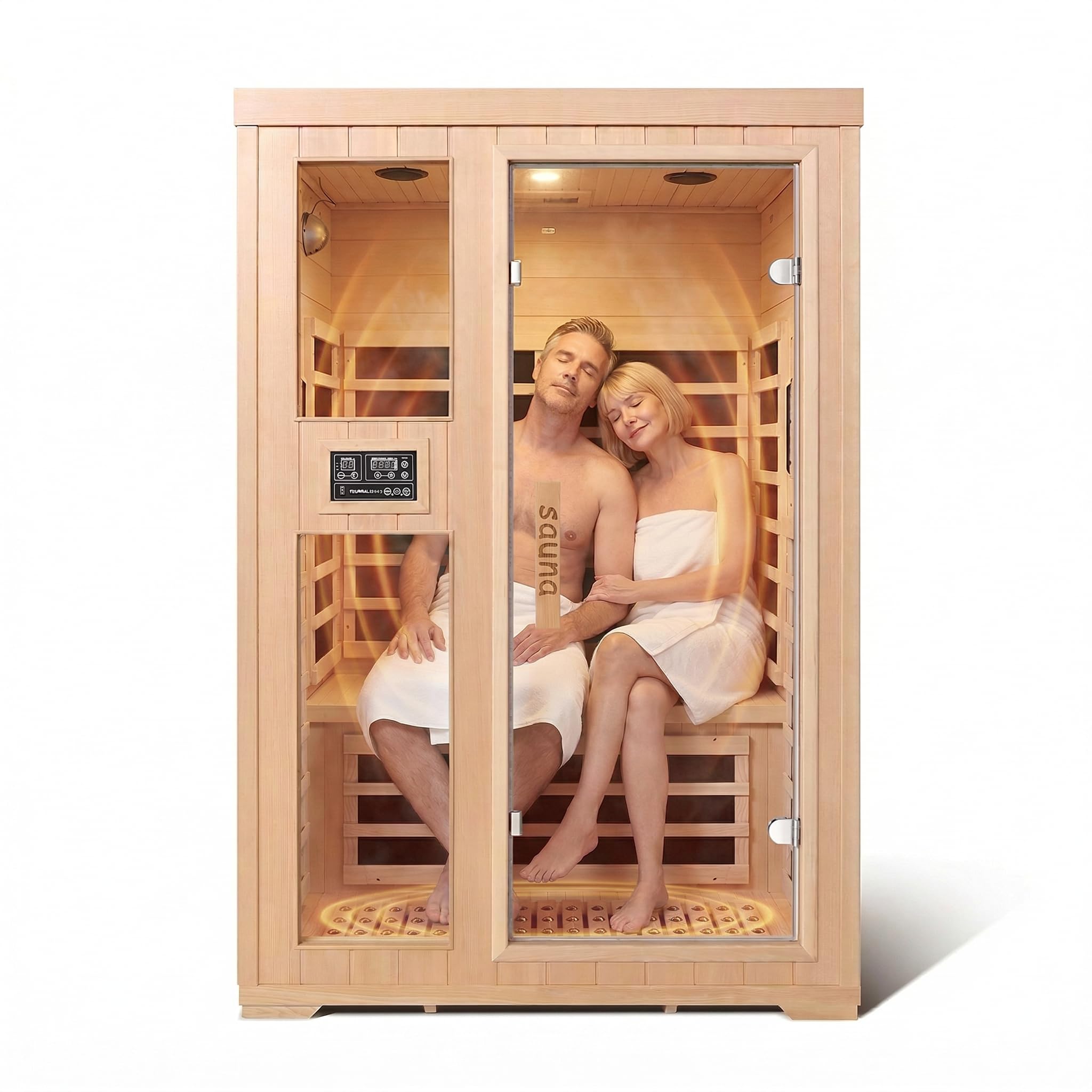 1350W Far Infrared Home Sauna, Energy-Efficient Fast-Heating Indoor Sauna Room with Bluetooth & 7-Color Therapy, Canadian Hemlock Wood, Modular Design - Ideal for Home Gym, Family Relaxation