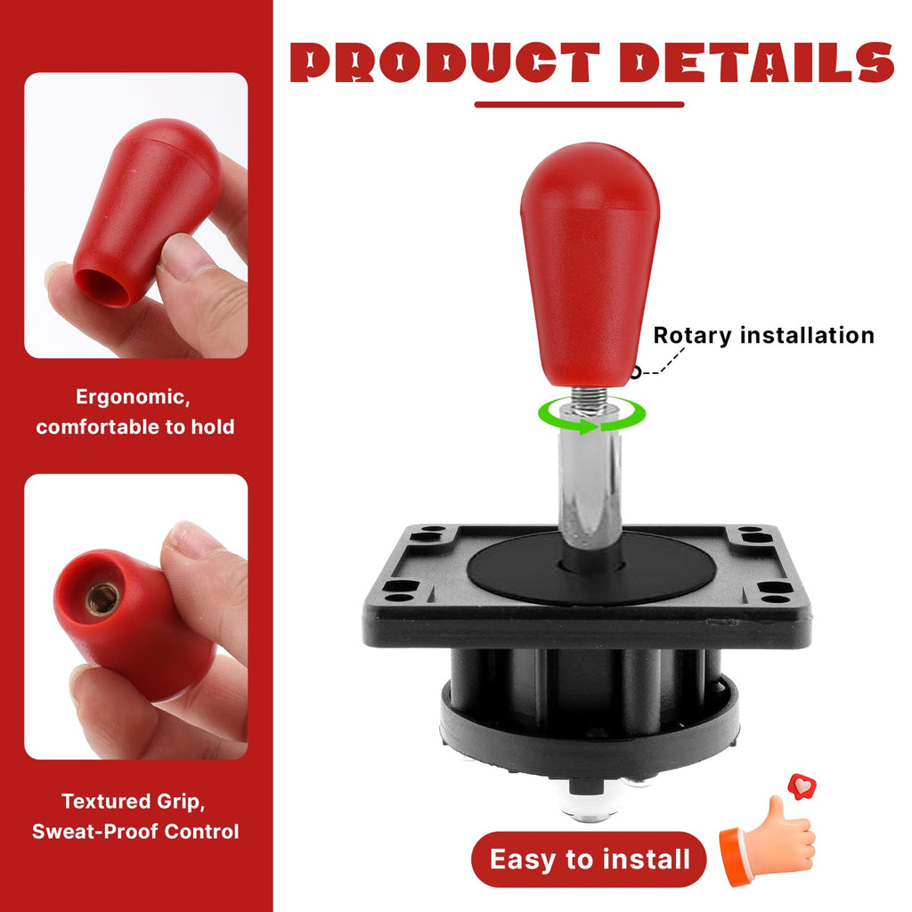 Gallipower 4Pcs Joystick Head,Arcade Joystick Ball Top Handle Rocker Round Head,Arcade Kit DIY Replacement Parts(Blue,Green,Red,Yellow)