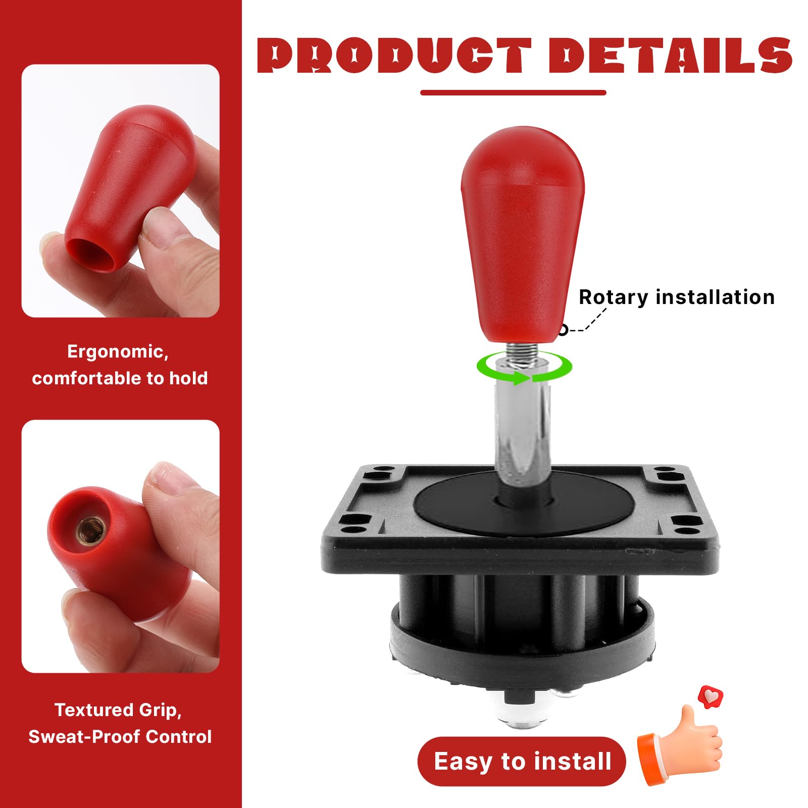 Gallipower 4Pcs Joystick Head,Arcade Joystick Ball Top Handle Rocker Round Head,Arcade Kit DIY Replacement Parts(Blue,Green,Red,Yellow)