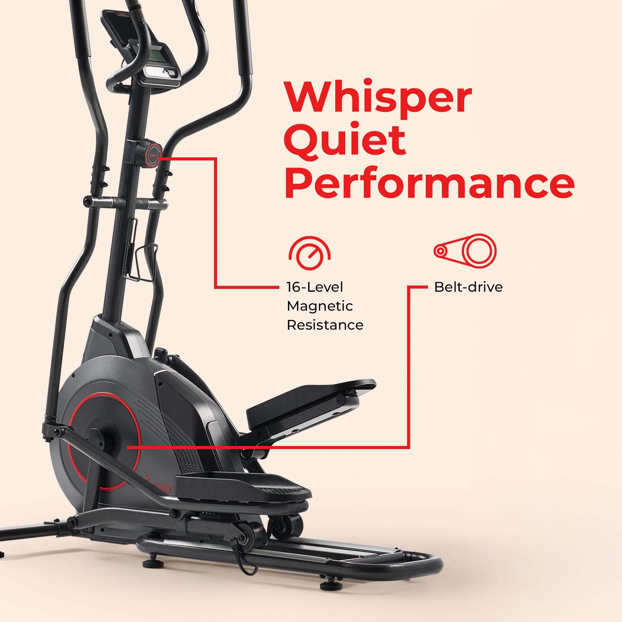 Sunny Health & Fitness Smart Upright Elliptical w/Pulse Sensor Built-in, Indoor Full-Body Cross-Training & Cardio Exercise Machine for Home, Free SunnyFit App Connection
