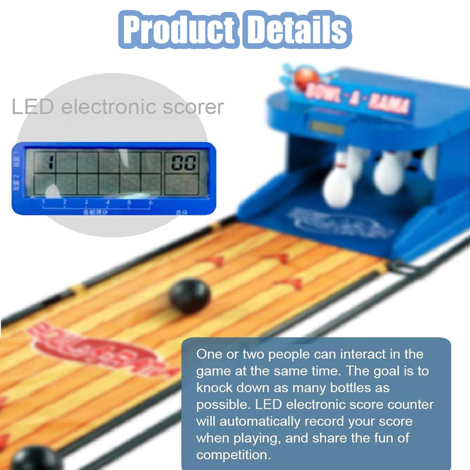 Electric Bowling Machine with Automatic Reset, Lighting, Simulation Sound Effect, LED Electronic Scoreboard,Bowling Alley for Home Machine - for Kids and Adults 3.5m/11ft