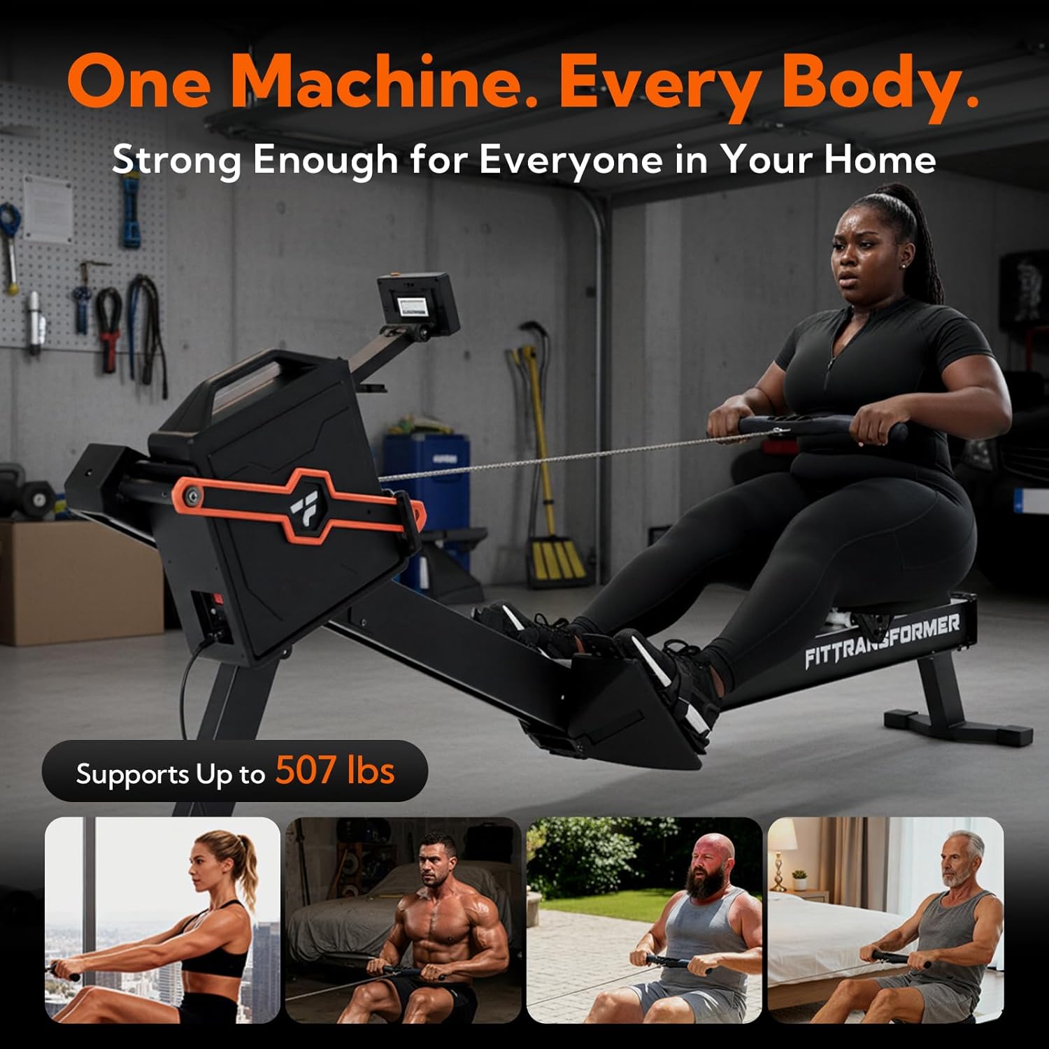 Sail Smart Home Gym, 3-in-1 Rowing Machine, Digital Weight System for Strength & Cardio Training, All-in-One Gym Equipment, Functional Rower Station