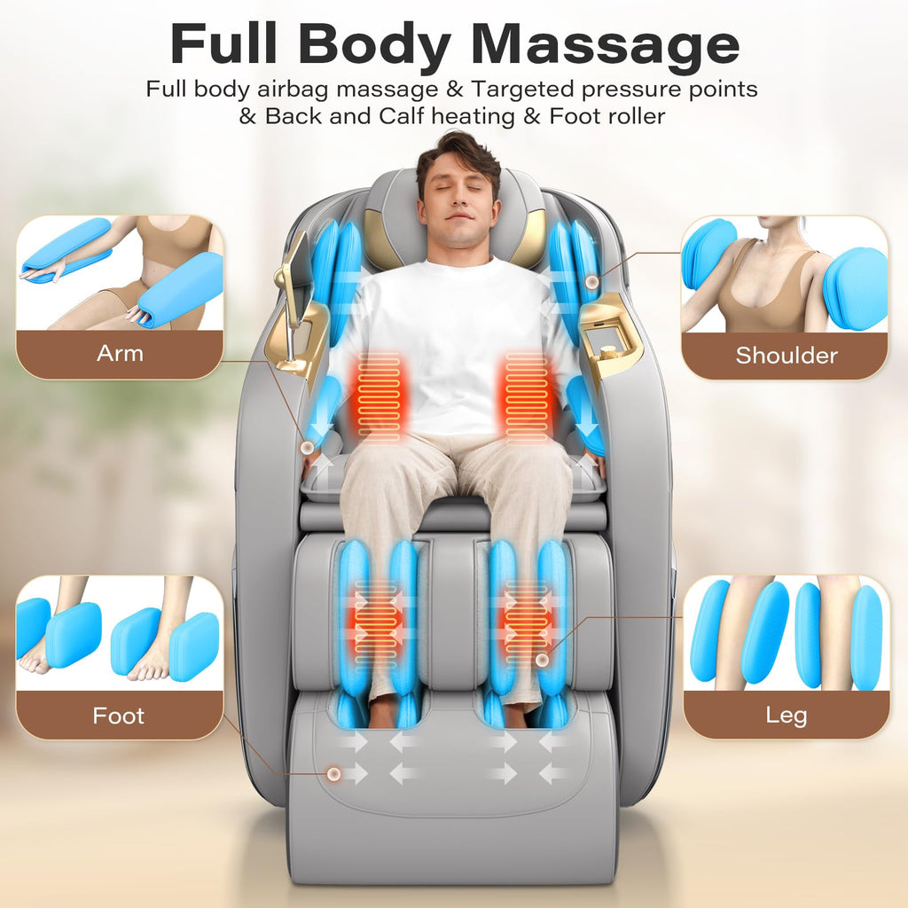TLIFE Massage Chair Full Body, 160°Zero Gravity Recliner with Body Scan, 50" SL-Track Shiatsu Massage Chair, Fixed Point Massage, Foot Rollers, 12 Auto Modes, Deep Yoga Stretch, Heating, Black