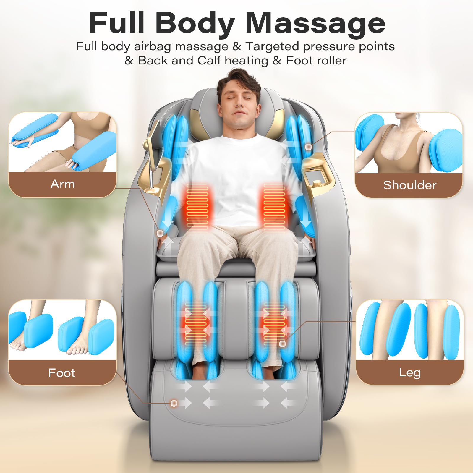 TLIFE Massage Chair Full Body, 160°Zero Gravity Recliner with Body Scan, 50" SL-Track Shiatsu Massage Chair, Fixed Point Massage, Foot Rollers, 12 Auto Modes, Deep Yoga Stretch, Heating, Black