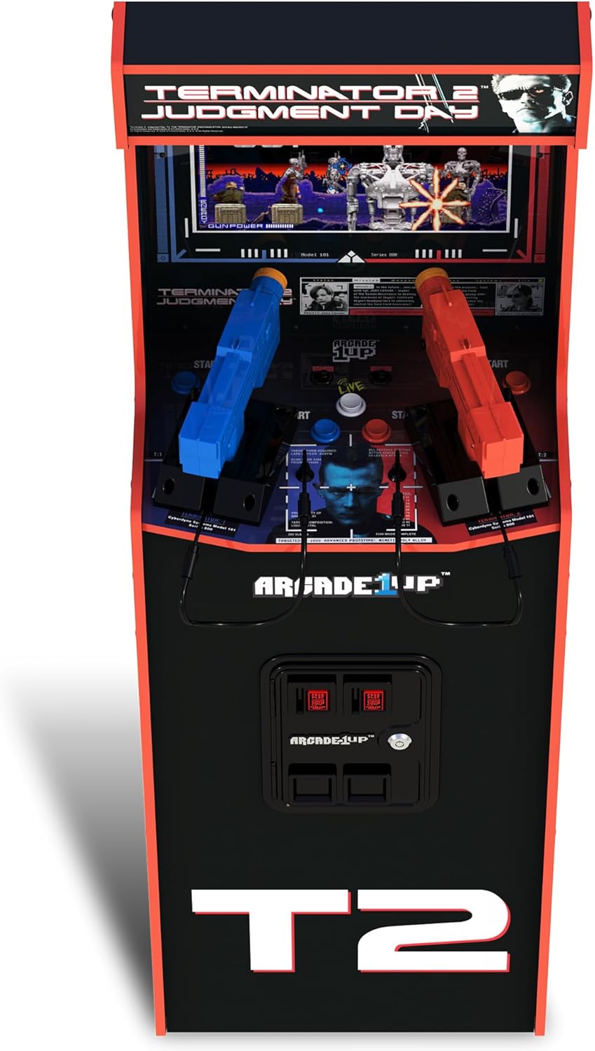 Arcade1Up Terminator 2 Deluxe Arcade Machine with Real-Feel Arcade Guns, 17" BOE Color Monitor, Dual Speakers and Wi-Fi Online Leaderboards, 5' Tall